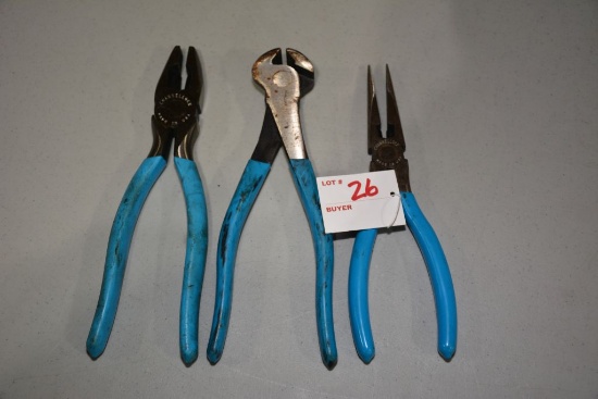 Set of 3 Channellock Locking Pliers (Nippers, Side Cutters, and Needle nose) including No. 348, 358,
