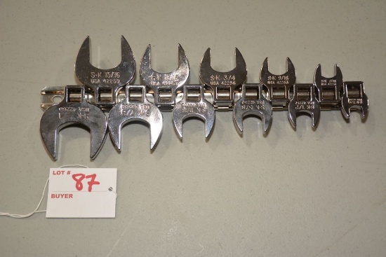 SK 11-Piece 3/8" to 1" 3/8" Drive Crowfoot Set; Like New