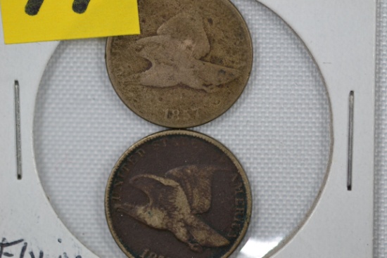 (2) Flying Eagle Cents - 1857 & 1858 Very Good