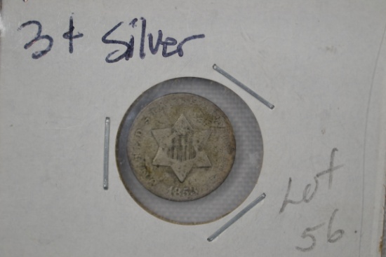 (2) Three-Cent Silver - 1853 (Good) 1856 (Fine)