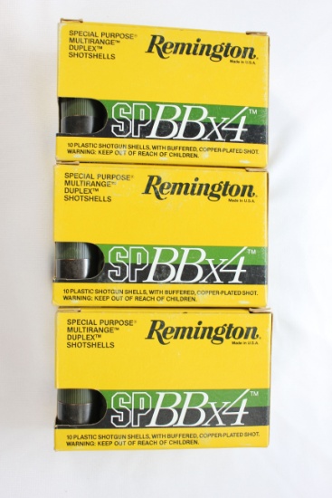 Remington Special Purpose 12 Ga. 3" BBx4 Shot Shotgun Shells; 3 Boxes, 10 Rds./Box