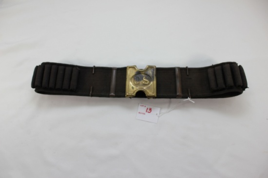 Mills Cartridge Belt 30-40 Krag; 1898 Brass Buckle; Black Color; Very Good Condition
