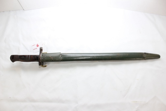 US Model 1917 Bayonet Mfg. by Remington w/Leather Sheath; 17" Blade, 22" OAL