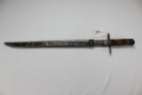 Japanese Bayonet w/Metal Scabbard; 15-1/2