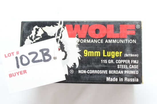 Wolf Performance Ammunition 9mm Luger 115 Gr. Copper FMJ Cartridges; 2 Boxes, 50 Rds./Box