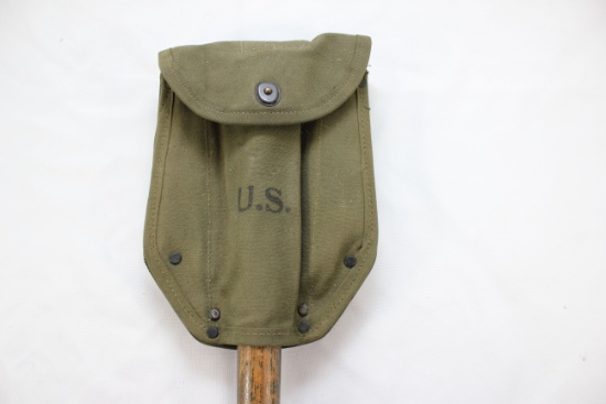 Ames Entrenching Tool (Shovel) Folding Type w/Canvas Cover Dated 1944
