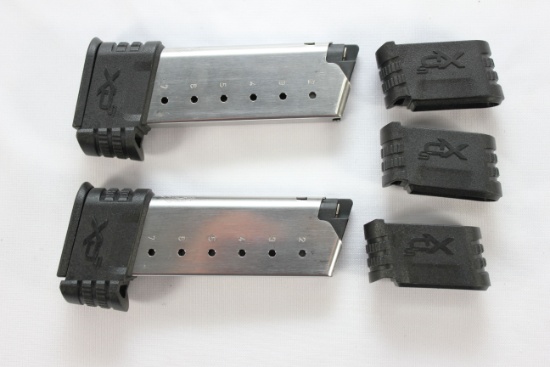 2-Springfield XDS Factory .45 Cal. 7  Rd. Magazines w/3 Mag Well Extensions