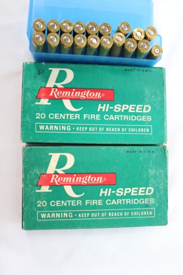 6mm Rem. Reloads in Vintage Remington Boxes and Plastic Box; 50 Rds.