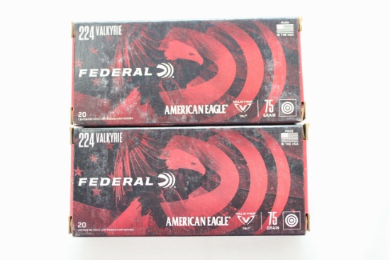 Federal American Eagle .224 Valkyrie 75 Gr. TMJ; 2 Boxes, 20 Rds./Box