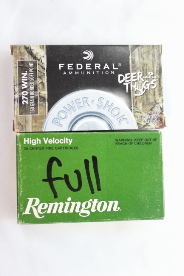 1 Box - Remington .270 Win. 150 Gr. SP 20 Rds./Box and 1 Box - Federal Deer Thugs .270 Win. 150 Gr.