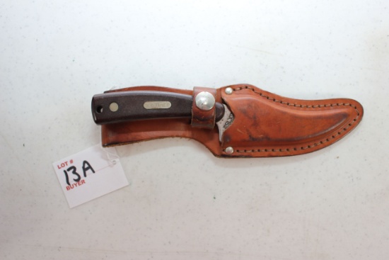 Vintage Schrade Model 152 Skinning Knife w/Leather Sheath; 3-1/2" Blade, 7" OAL