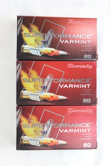 Hornady Superformance Varmint .223 Cal. 53 Gr. V-Max; 3 Boxes, 20 Rds./Box