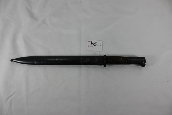 Czech Mauser Bayonet w/Matching Number Metal Scabbard for K98; SN 0296; 11-1/2" Blade, 17" OAL; Good