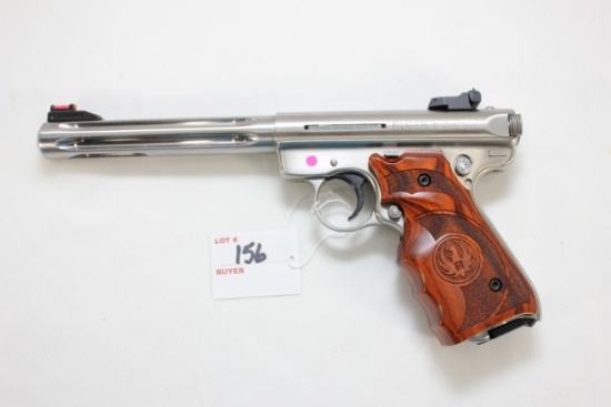 Ruger MK III Hunter S.S. .22 LR Pistol w/6" Fluted BBL, Adj. Sights, Factory Custom Wood Grips, Fact