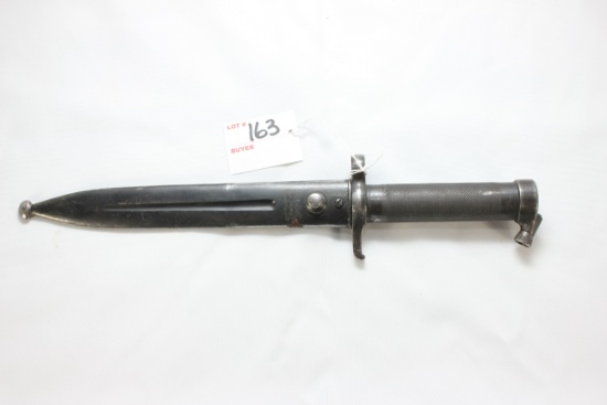 Swedish M1896 Mauser Bayonet w/Metal Scabbard; 8-1/4" Blade, 13-1/4" OAL