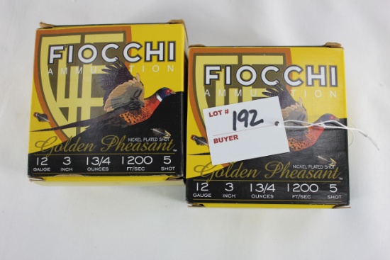 Fiocchi Golden Pheasant 12 Ga. 3" No. 5 Shot; 1 Full and 1 Partial Box; Approx. 45 Rds.