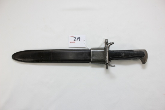 Original US GI M1 Garand 1955 Bayonet w/Matching Black Scabbard; Marked FKF; 9-3/4" Blade, 14-1/2" O