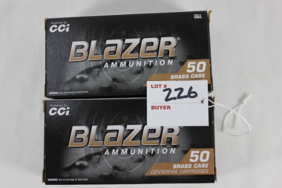 CCI Blazer Brass 9mm 124 Gr. FMJ; 2 Boxes, 50 Rds./Box