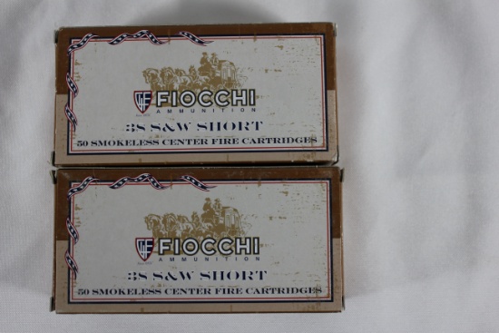 Fiocchi .38 S&W Short 145 Gr. LRN; 2 Boxes, 50 Rds./Box