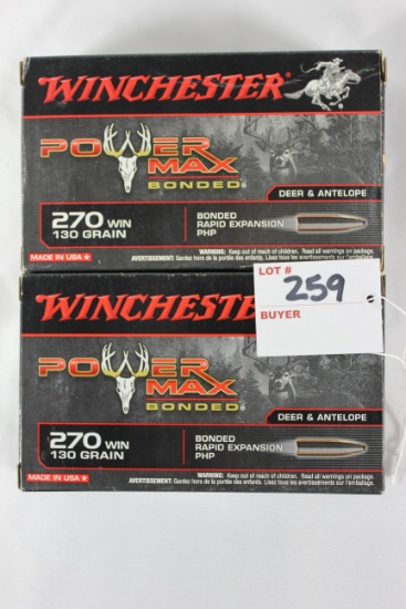 Winchester PowerMax .270 Win. 130 Gr. Bonded Rapid Expansion; 2 Boxes, 20 Rds./Box