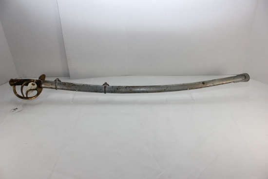 US Model 1864 Union Civil War "Wrist Breaker" Cavalry Sword w/Metal Scabbard; Mfr. AGM; 34-3/4" Blad