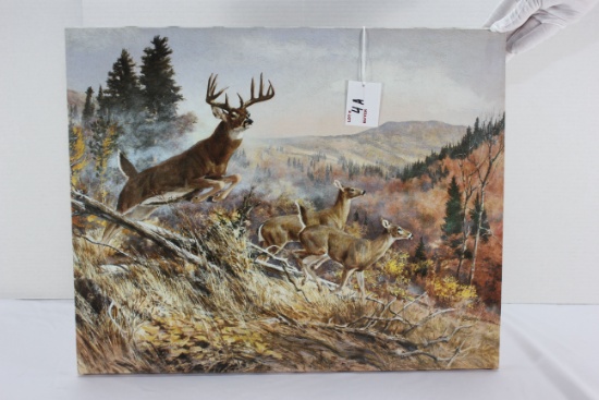 T. Beecham Canvas Print Featuring Buck and 2 Doe; Stretched; Unframed; 20"x16"