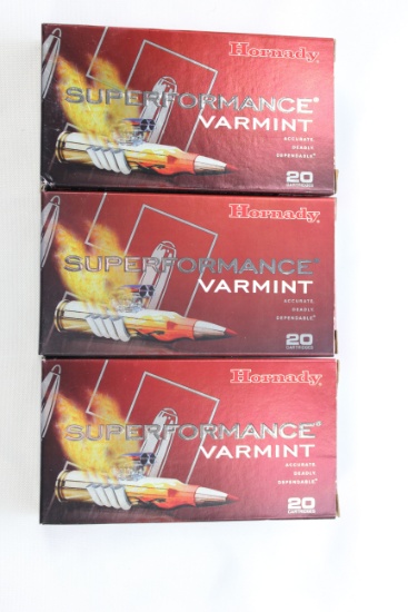 Hornady Superformance Varmint .223 Cal. 53 Gr. V-Max; 3 Boxes, 20 Rds./Box