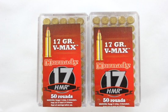 Hornady 17 HMR 17 Gr. V-Max; 2 Boxes, 50 Rds./Box