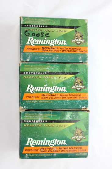 Remington Premier Hevi-Shot Nitro-Mag 12 Ga. 3" No. 2 Shot Shotgun Shells; 3 Boxes, 10 Rds./Box