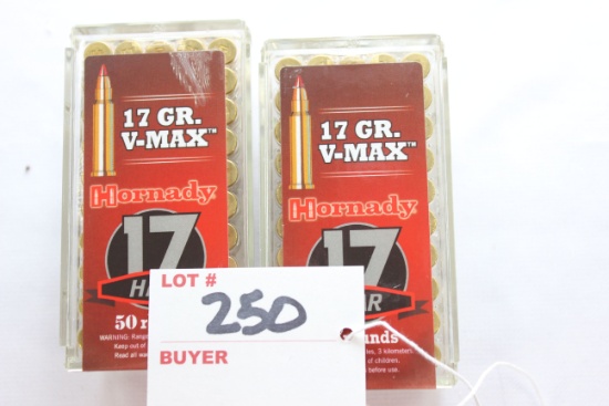 Hornady 17 HMR 17 Gr. V-Max; 2 Boxes, 50 Rds./Box
