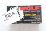 Wolf Performance Ammunition 9mm Luger 115 Gr. Copper FMJ Cartridges; 2 Boxes, 50 Rds./Box