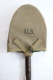 Entrenching Tool (Shovel) with T-Handle; Pre-WWII; w/Reproduction Canvas Cover