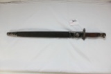 British Pattern 1907 MK1 Bayonet w/Leather Scabbard; 16-3/4