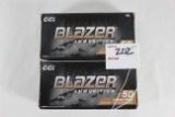 CCI Blazer Brass 9mm 124 Gr. FMJ; 2 Boxes, 50 Rds./Box