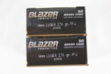 CCI Blazer Brass 9mm 124 Gr. FMJ; 2 Boxes, 50 Rds./Box