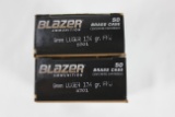 CCI Blazer Brass 9mm 124 Gr. FMJ; 2 Boxes, 50 Rds./Box