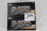 CCI Blazer Brass 9mm 124 Gr. FMJ; 2 Boxes, 50 Rds./Box