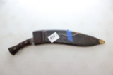 Vintage 1945 P.T. Co. Bolo Knife w/Wood Handle and Leather Sheath; 12