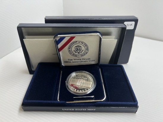 1992W United States Mint Proof White House 200th Anniversary Commemorative Silver Dollar with Origin
