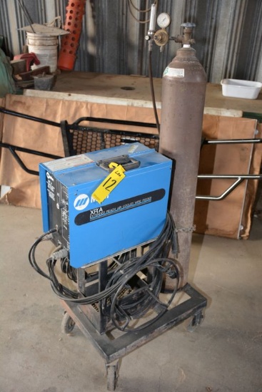 Miller XR A Extended Reach Air Cooled 115v Wire Feeder Welder on Cart w/ Extra Long Leads, Argon Tan