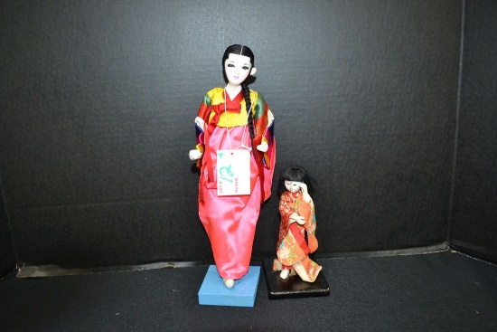 PR of souvenir Japan made dolls, 11 and 6 in tall