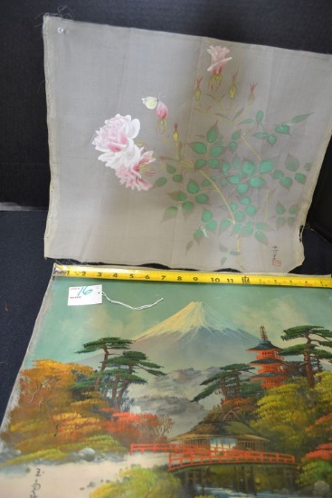 PR of vintage painting on silk ,oriental scene