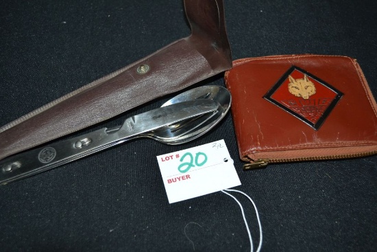 Vintage Cub Scout wallet and cutlery