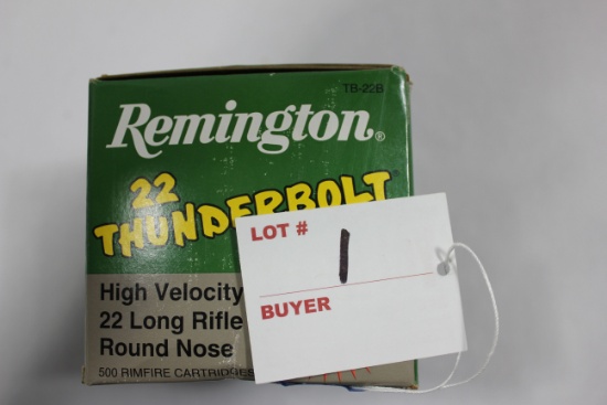 Remington 22 Thunderbolt High Velocity .22 LR Round Nose Rimfire Cartridges; 500 Rds.