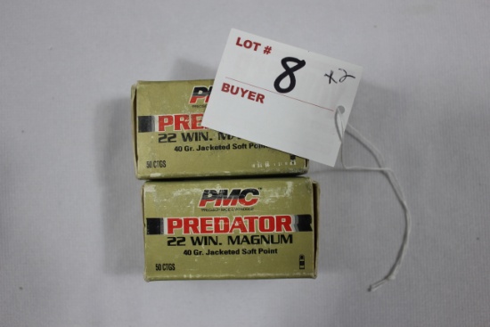 PMC Predator .22 Win. Mag. 40 Gr. JSP; 2 Boxes, 50 Rds./Box