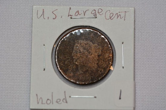 U.S. Large Cent; Holed Worn Date