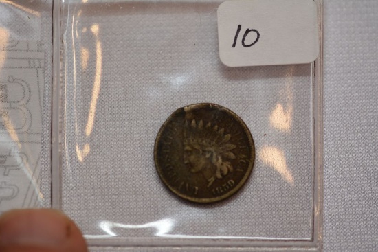 U.S. Indian Head Cent; 1859; FG/Fine; Damaged Rim