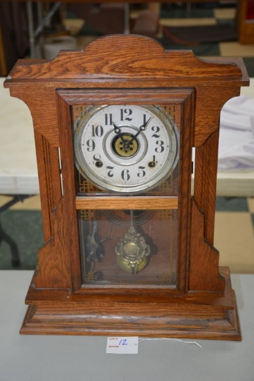 Ingraham Wooden Kitchen Clock w/Pendulum and Key