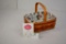 Longaberger 1994 Mother's Day Basket w/Leather Handle, Plastic Insert, and Fabric Liner