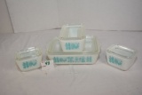 Pyrex Butterprint 4-Piece Refrigerator Set; No. 501 (x2; One with Small Chip in Lid); No. 502, and N